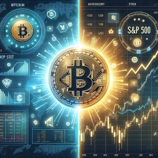 Bitcoin and S&P 500 with Bitcoin the winner. Generated by microsoft designer